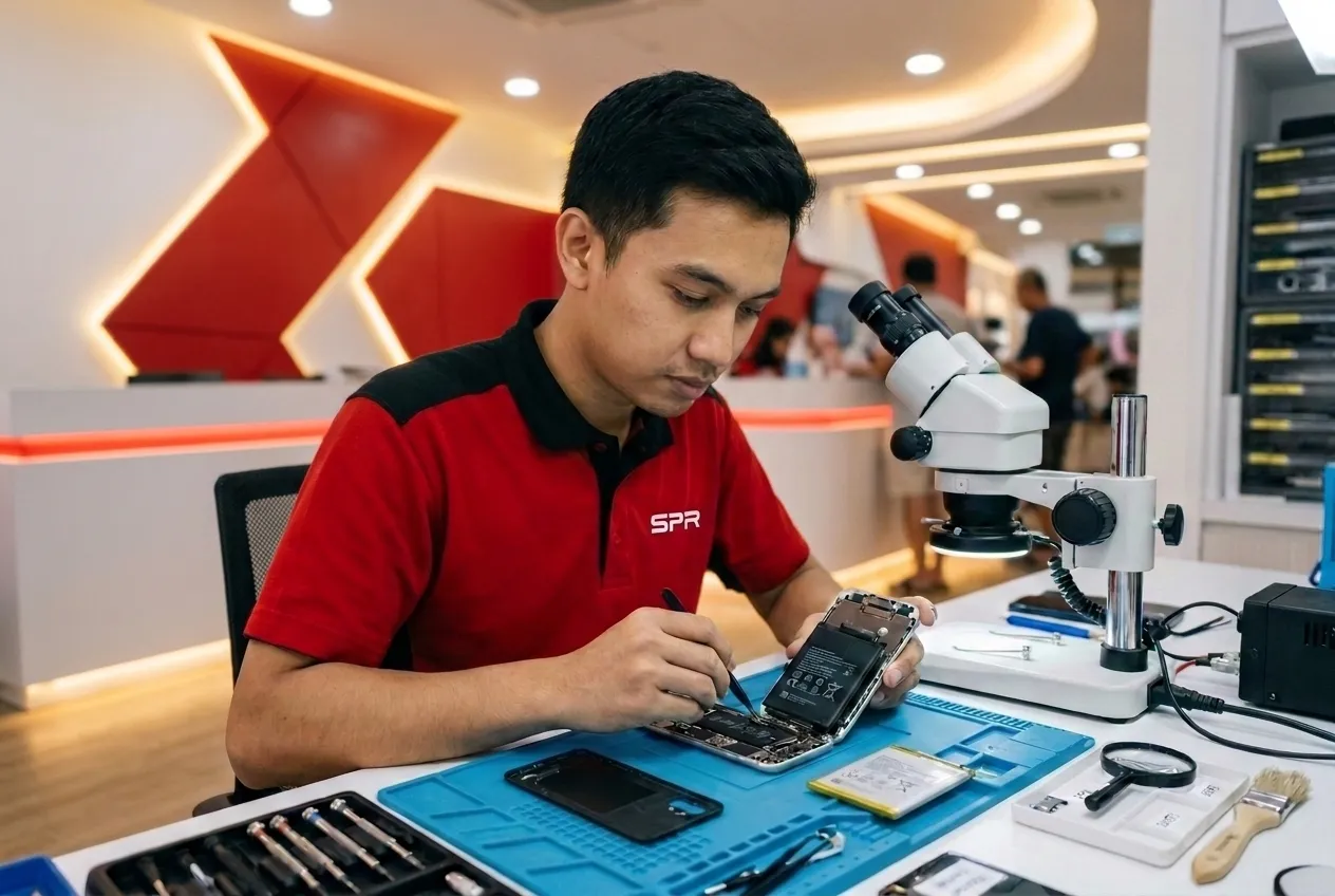 Technician replacing an Oppo battery